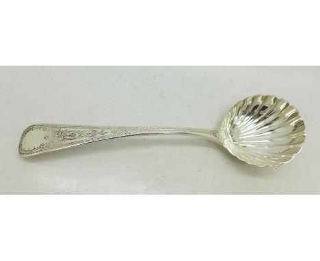 A silver fluted sauce ladle, London 1814