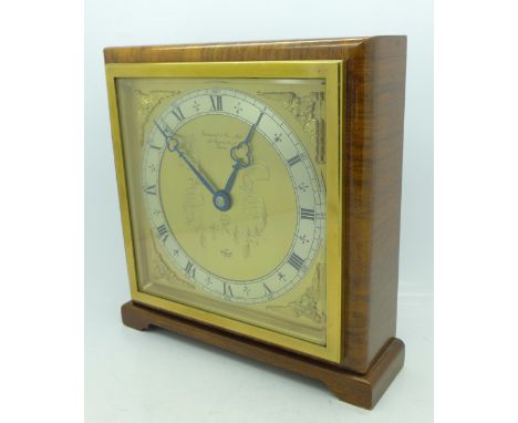 An Elliott mantel clock, Garrard &amp; Co. Ltd., 112, Regent Street, London, with small plaque on the case back marked 'From 