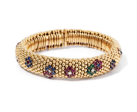 Van Cleef & Arpels Edelstein-BraceletFrankreich, um 1950. Signiert und nummeriert "VAN CLEEF & ARPELS 61618". Modell "Bagatel