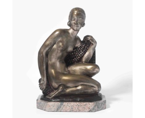 Georges Chauvel, Figur(Elbeuf 1886–1962 Le Val-Saint-Germain)Bronze, patiniert und Reste einer Versilberung. Künstlersignatur
