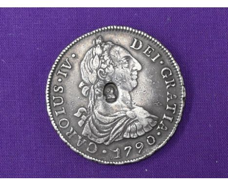 A George III Emergency Issue Dollar, A 1790 Carolus IV Spanish American 8 Reales Pillar Type with Peru Lima Mint Mark and Ova