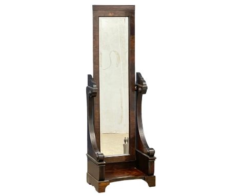 An early 20th century walnut cheval dressing mirror. 49x32x145cm 