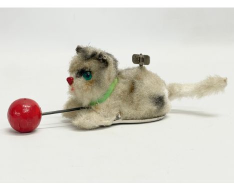 A vintage windup cat with ball. Japan. 18cm 