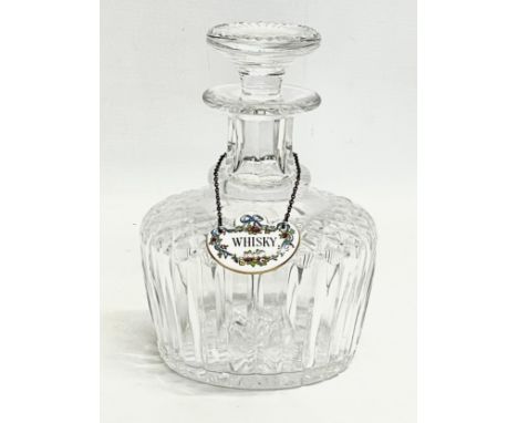 A good quality vintage crystal decanter with Crown Staffordshire porcelain label. 14x20cm 