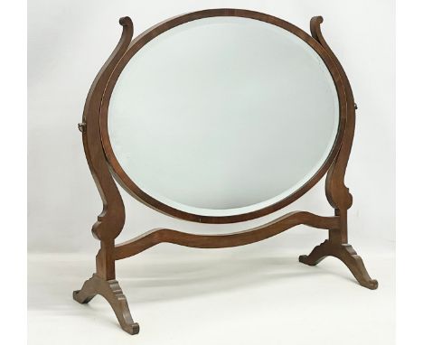 An early 20th century inlaid mahogany tabletop dressing mirror. 67x27x62cm 
