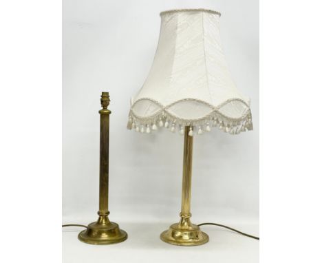 A pair of tall vintage brass table lamps. 17x51cm 