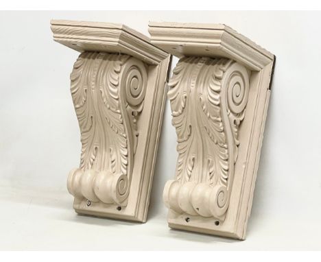 A pair of large vintage painted corbels. 22.5x30x50cm 
