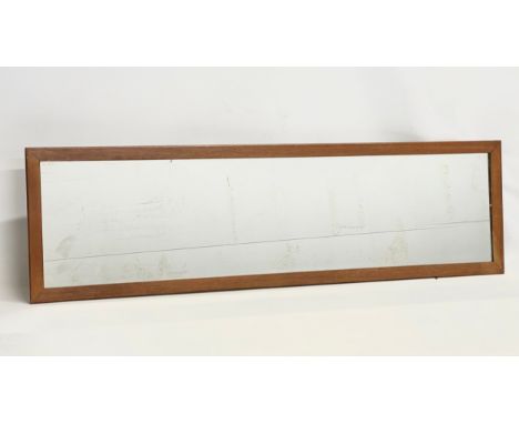 A long Danish Mid Century teak framed mirror. 126x36cm