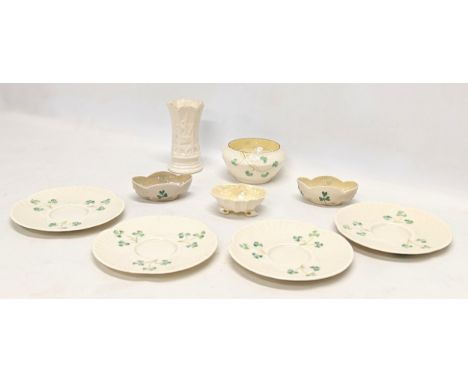 A collection of mostly Second and Third Period Belleek pottery, including vintage vase. Vase measures 10cm 