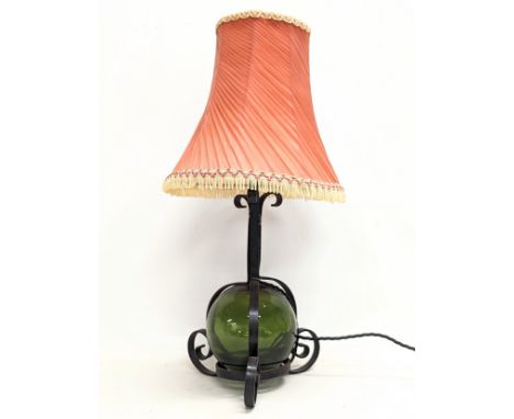 A vintage wrought iron table lamp. 51cm 