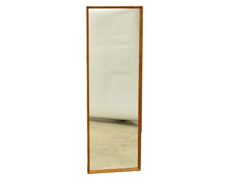 A Danish Mid Century teak framed mirror.  41x123.5cm 