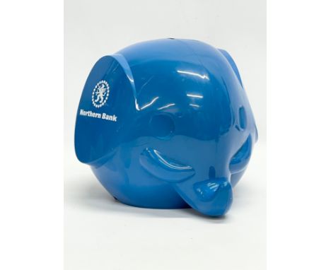 A large vintage Northern Bank money box. Made by Tresmer, Finland. 18x22cm 