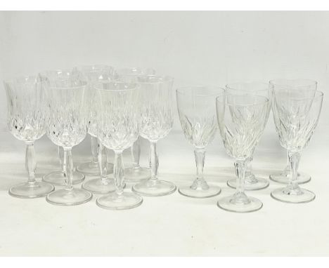 2 sets of vintage French crystal wine glasses. Set of 8 and 5. 