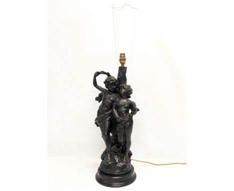 A large vintage heavy resin table lamp. 63cm 
