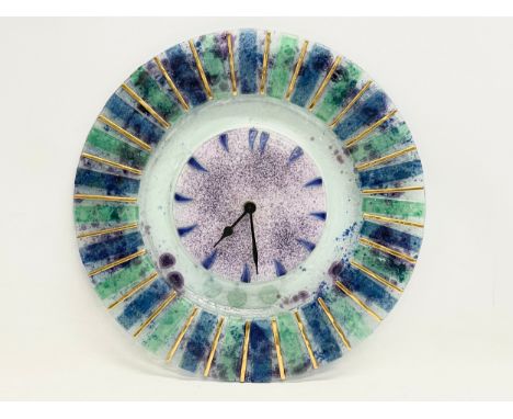 A vintage Lavorazione A Mano Arte Murano Glass wall clock. 35cm 