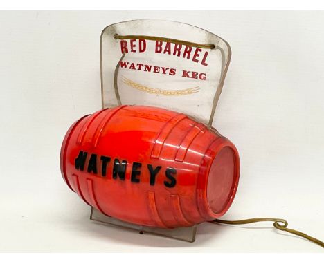 A vintage light up tabletop advertising Red Barrel Watneys Keg. 17x21cm 
