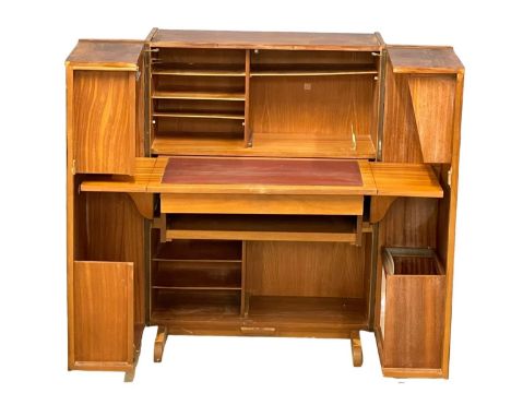 A Mid Century teak "Magic Box" fold away desk by Home Office.