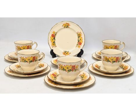 17 piece vintage Alfred Meakin teacups and saucers 
