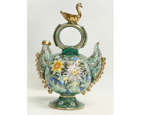 A vintage Spanish Art Glass kettle shaped decanter, by Riera S.A. 22x32cm 