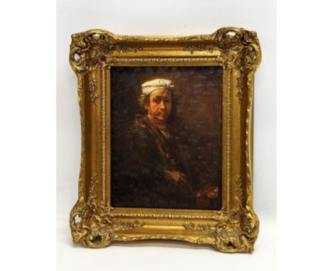 A vintage gilt framed Rembrandt print. 31x35cm 