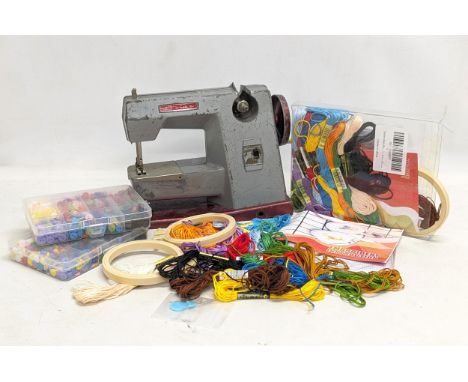 A vintage Vulcan sewing machine, etc 