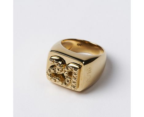 STINGEL, RUDOLF1956 Meran, ItalienTitel: RS (für Parkett 77). Datierung: 2006. Technik: Siegelring, 18 Karat Gold, in Schmuck