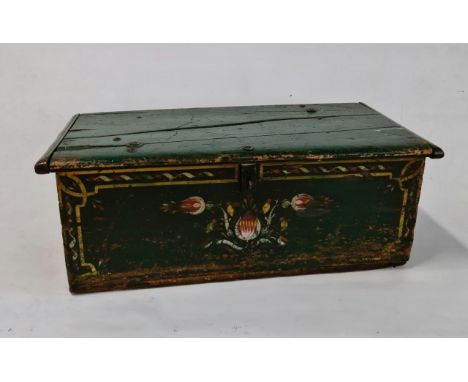 A CAPE YELLOWWOOD AND PAINTED KIST, GEORGE DISTRICT, LATE 19TH CENTURYThe rectangular top enclosing a compartment, tapered si