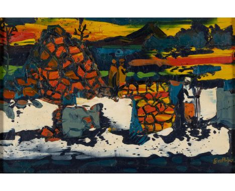 Walter Whall Battiss (South African 1906 - 1982) SNOW IN THE FREE STATEsigned; signed, titled, dated June 1959, and inscribed