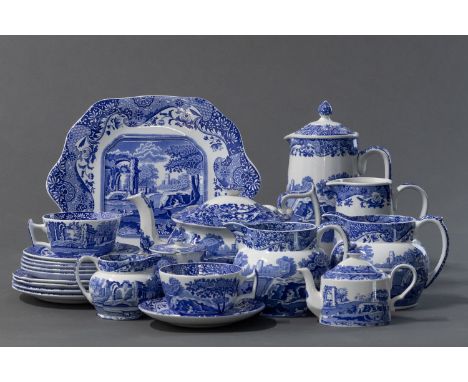 Comprising: a teapot, 9 teacups, 9 saucers, 9 cake plates, a cake server, a water pot and cover, a jug, 2 pitchers, a small m