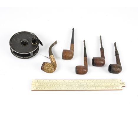 A selection of antiques and collectables, two fishing reels including an S. Allcock &amp; Co Ltd 'Marvel' reel and a W. J. Yo