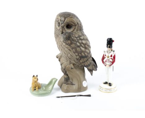 Barbara Linley Adams 20th Century Poole Pottery stoneware owl, signed and impressed markings, height 33cm, together with a Sp