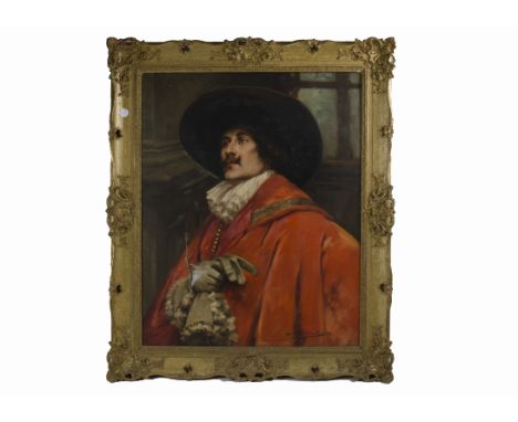 Alex de Andreis (British/Belgian, 1880-1929) oil on canvas,  a heads and shoulder portrait of a Cavalier, signed (lower right