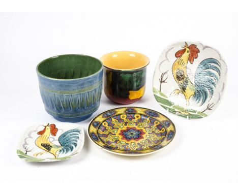 A 20th Century Poole Pottery planter,  together with another retro planter likely of West German origin, height 18cm, a Royal