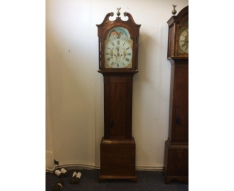 A Georgian mahogany long case clock by John Rule Kelso,  the North country clock with eight day movement, moon face, date and