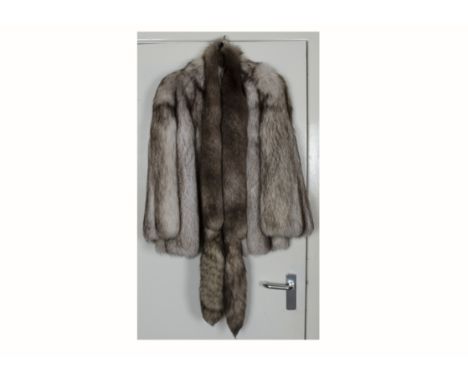 A Vintage arctic fox fur coat for Grosvenor at Harrods,  with a silver fabric lining, armpit to armpit 50cm, length 68cm, tog