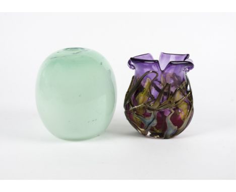 Per Lutken for Holmegaard glass vase,  no.15388, from the 'Smoke' series, height 16cm, together with a fluted vase with yello