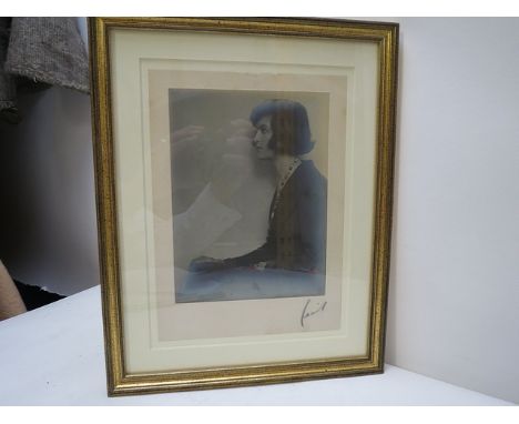 Attributed to Hugh Cecil - a portrait of a seated woman, black and white photograph, the mount signed, 10 1/4 x 7 1/2, framed