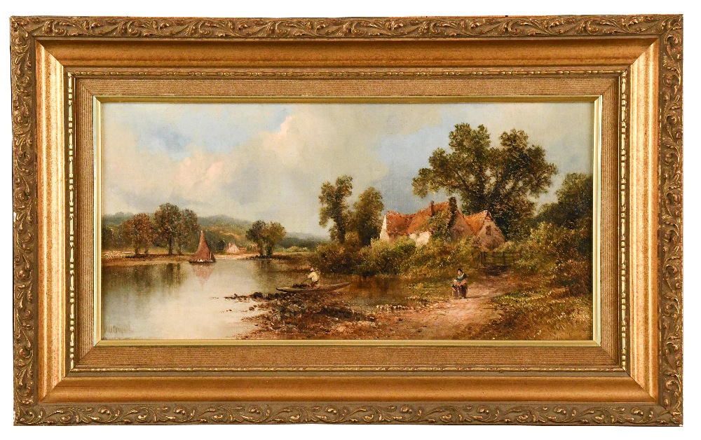 William Archibald Wall (British, 1828- c. 1879), Farmhouse by a lake ...