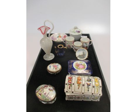 A collection of bone china patch boxes  