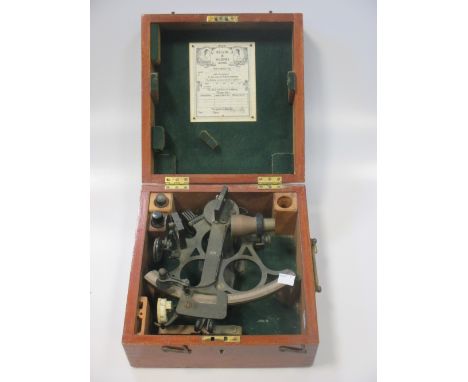 A Henry Crouch microscope, boxed, A Kelvin &amp; Hughes sextant, boxed, A sextant by W&amp;J George Ltd, boxed, unidentified 