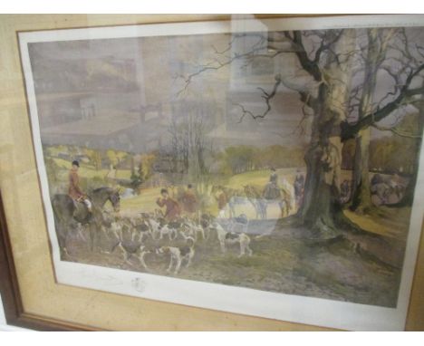 Lionel Edwards signed print, Dunmow engraving, cockfighting prints and various sporting prints after Alfren (9)  