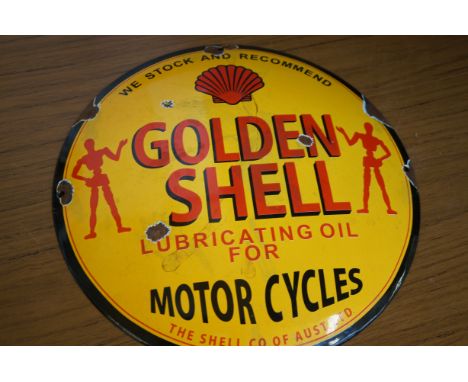 Golden shell enamel sign 