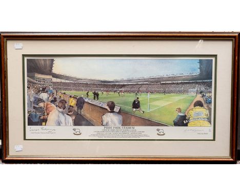 Derby County: A framed, glazed and signed Derby County, Pride Park, limited edition print, by Gary Holmes, signed by the arti