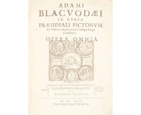 Blackwood, Adam Opera Omnia Paris: Sébastien Cramoisy et Gabriel Cramoisy, 1644. 4to, [40] 735 [19] pp., contemporary limp ve