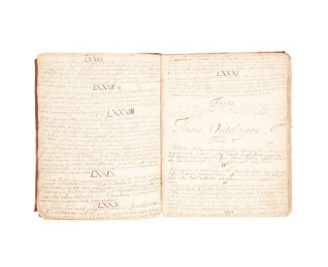 Philosophy manuscript 'Theses Logicae ... Ontologicae ... Pneumatologicae', Scotland, early 18th century 4to (20 x 15cm), con