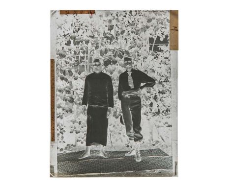 Stevenson, Robert Louis Glass plate negative taken in Samoa Showing Robert Louis Stevenson and Tuimaleali'ifano Fa'aoloi'i Si