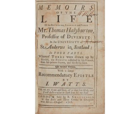 [John Newton interest] Halyburton, Thomas Memoirs of the Life of the Reverend, Learned and Pious Mr. Halyburton London: R. Cr