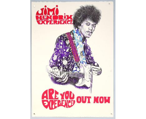 Jimi Hendrix - Are you Experienced - Original hand painted artwork by John Judkins, signed and dated 67, flat, 28 x 19.5 inch