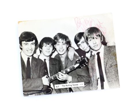 Brian Jones - Signed rolling stones photo card, 'Best Wishes Brian Jones' to front &amp; 'Love Brian Jones' to reverse, 5.5 x