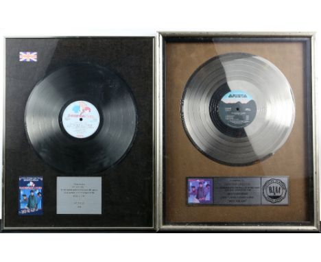 Thompson Twins - 'Into the Gap', silver disc presented to Jonathan Smeeton to recognise the sale of more than 300,000 copies 